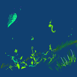 a small faerie creature like a firefly, talking to some friends among some glowing grasses, as they observe a distant meteorite glowing with tiny pink lights